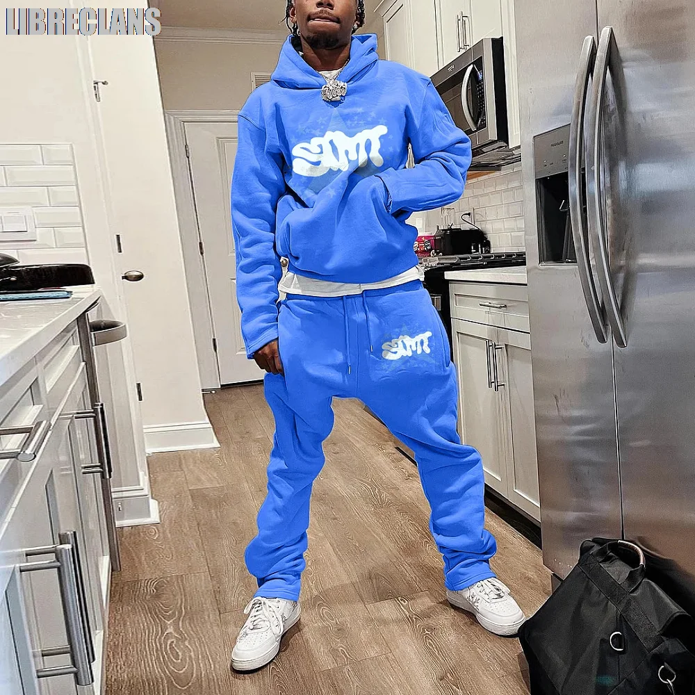 Autumn Winter Thin Hoodie Men's Suit 2-piece 3D Print Sportswear Casual Bell Pants Sportswear Set Y2k Streetwear Men's Clothing