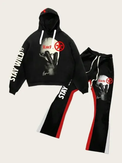 New 3D printed fashionable European and American style adult casual hooded set