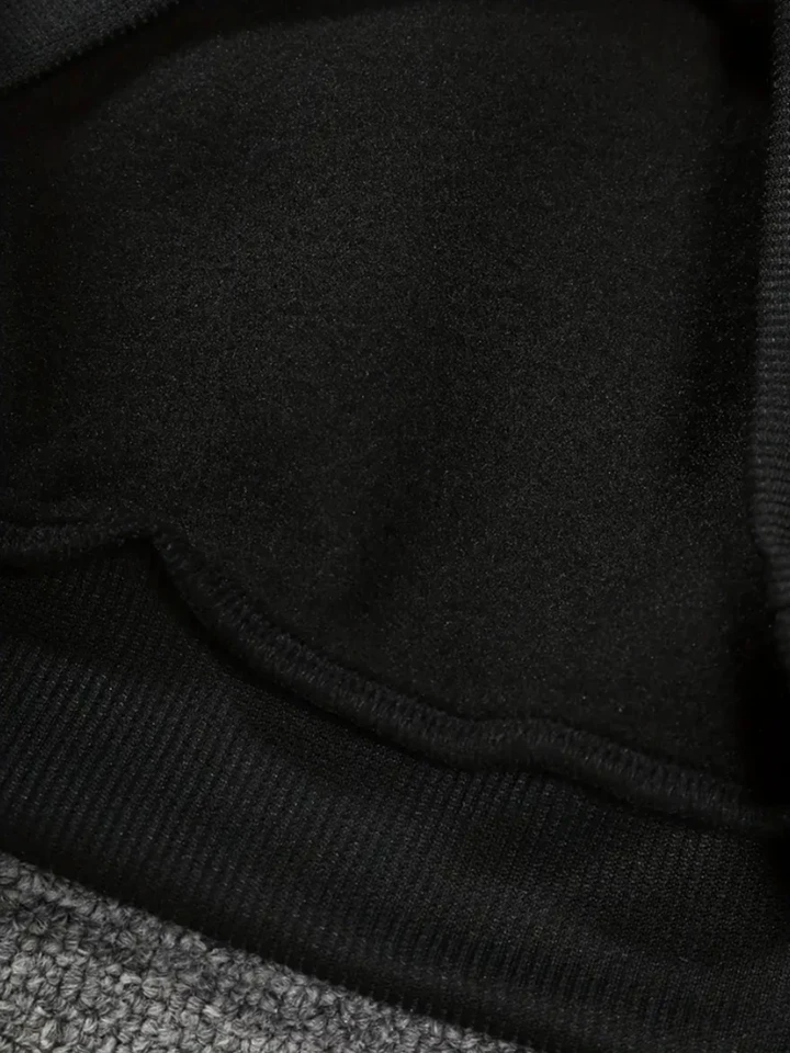 Men's Street - style Casual and Stylish Hooded Set with Black - and - White Color Blocking and Los Angeles Alphabet Print