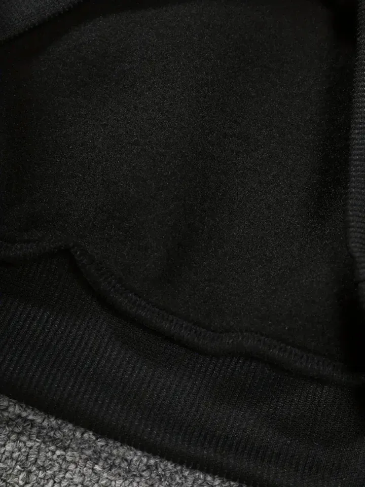 Men's Street - style Casual and Stylish Hooded Set with Black - and - White Color Blocking and Los Angeles Alphabet Print