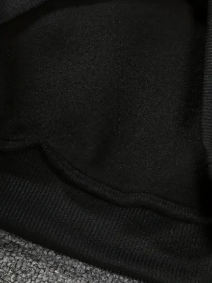 Men's Street - style Casual and Stylish Hooded Set with Black - and - White Color Blocking and Los Angeles Alphabet Print