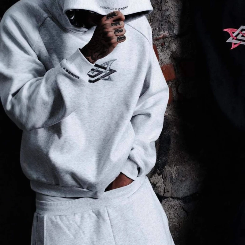 European and American street fashion punk hip-hop style men's Y2K Gothic Harajuku hooded pullover loose pants sports suit