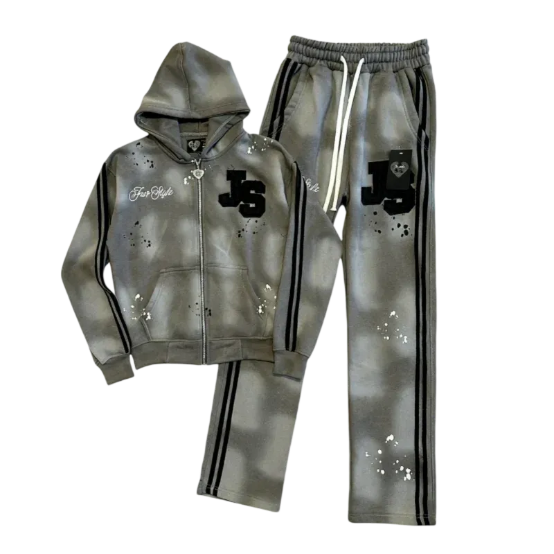 New Trendy Mens Tan Brown Zipper Tracksuit Hip Hop Streetwear Set with