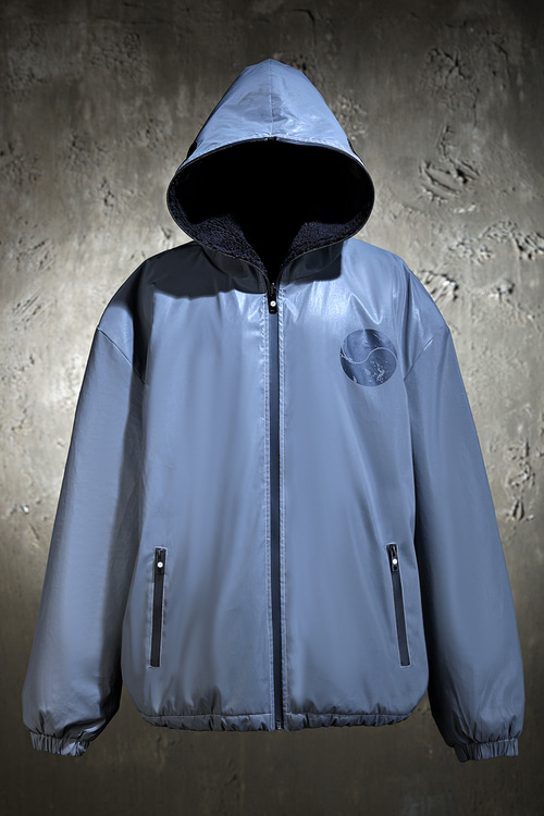 ByTheR Reversible Taegukgi Reflective Mesh Lambswool Hooded Jacket