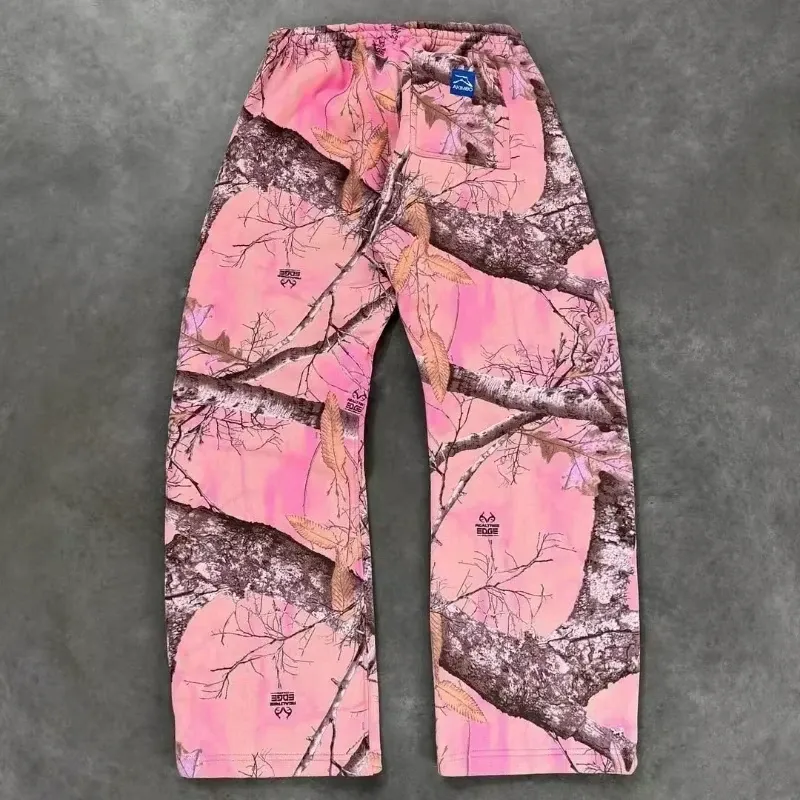 Y2K Retro Hoodie Men Camouflage Pattern Sweatshirt High Street Hip Hop Streetwear Oversized Unisex Gothic Pink Camo Pants Women