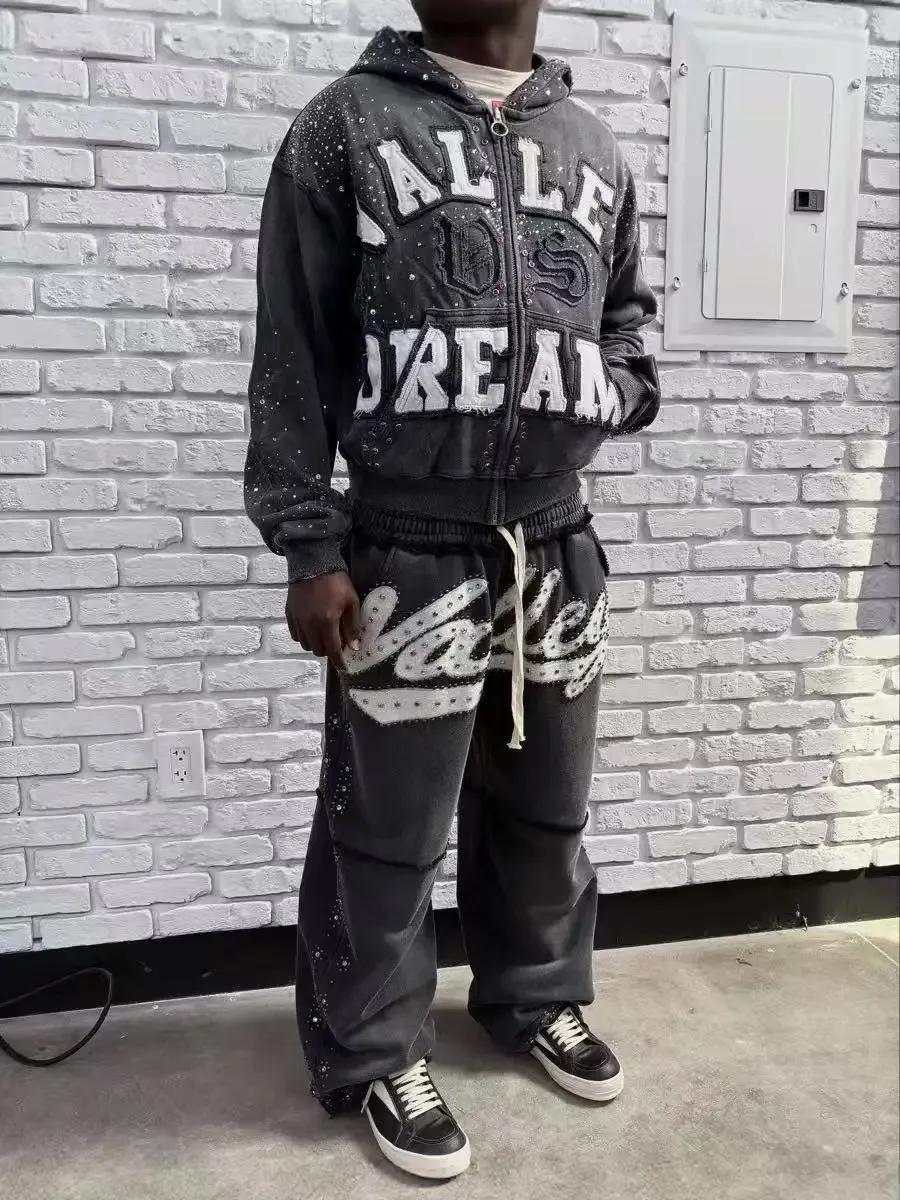 Y2K New American Gothic Punk Sportswear Two Piece Set Unisex Hip Hop R