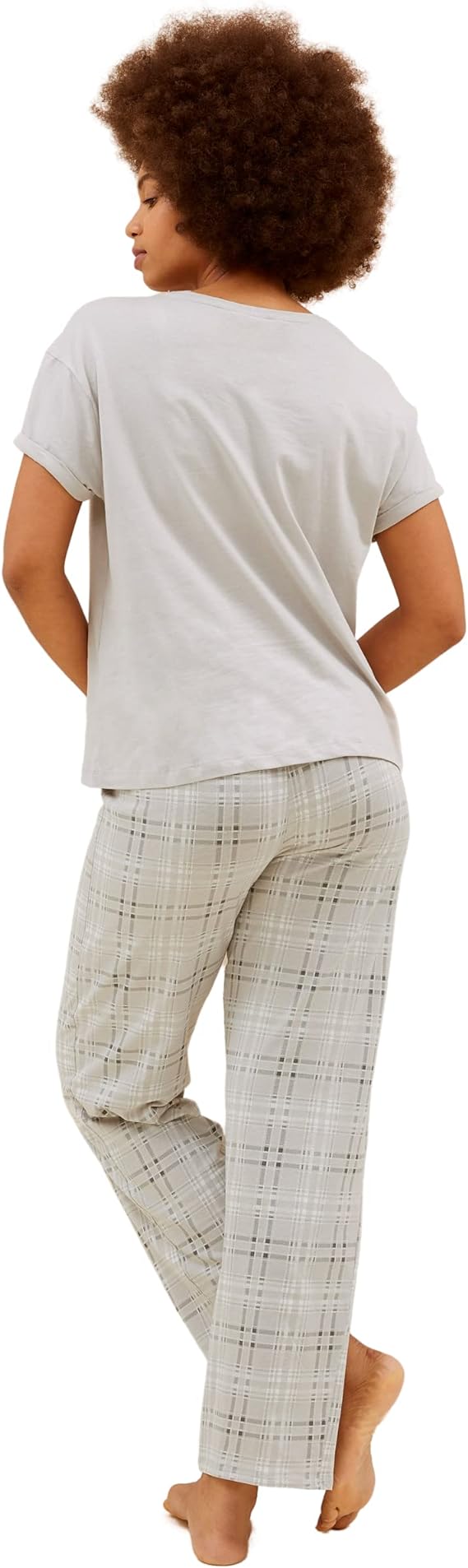 Women's Short Sleeve Plaid Pajama Set