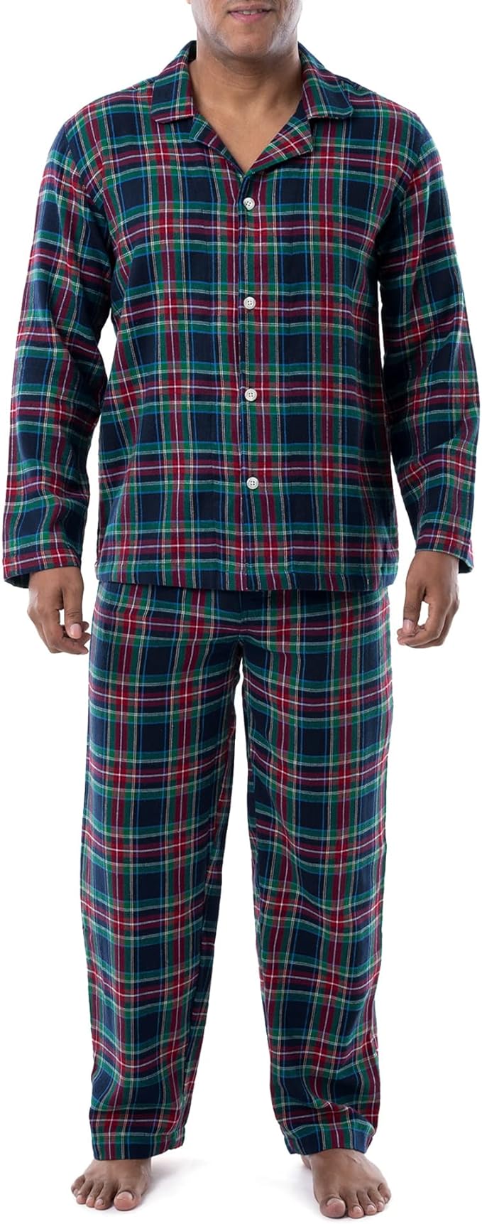 Men’s Flannel Pajama Set 100% Cotton 2-Piece Comfortable Men’s Sleepwear Set