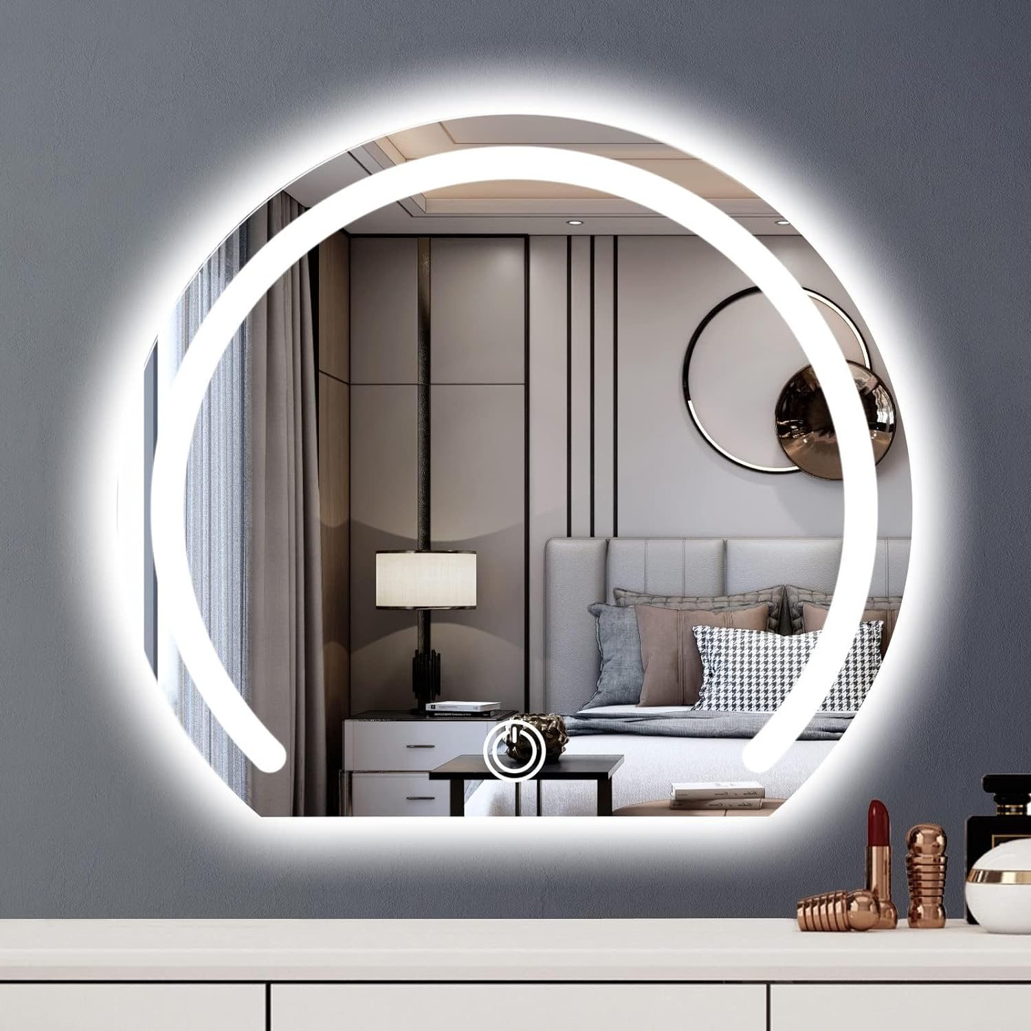 16" Lighted Vanity Mirror, Wall or Desk, Round