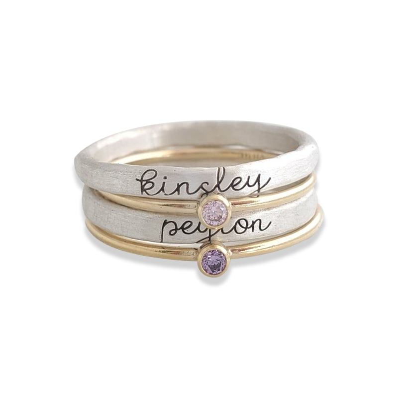 Personalized Silver Stacking Name Rings Gifts