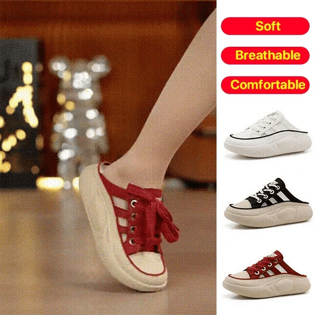 🔥Summer Hot Sale🔥 Women's closed toe half slippers(Increase the height by 4cm)