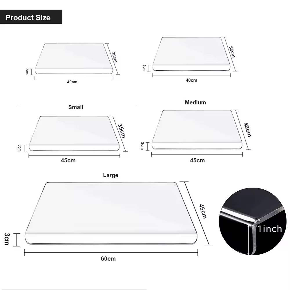 Raybin Clear Acrylic Non Slip Plastic Chopping Board Large Acrylic Cutting Board with Lip for Kitchen