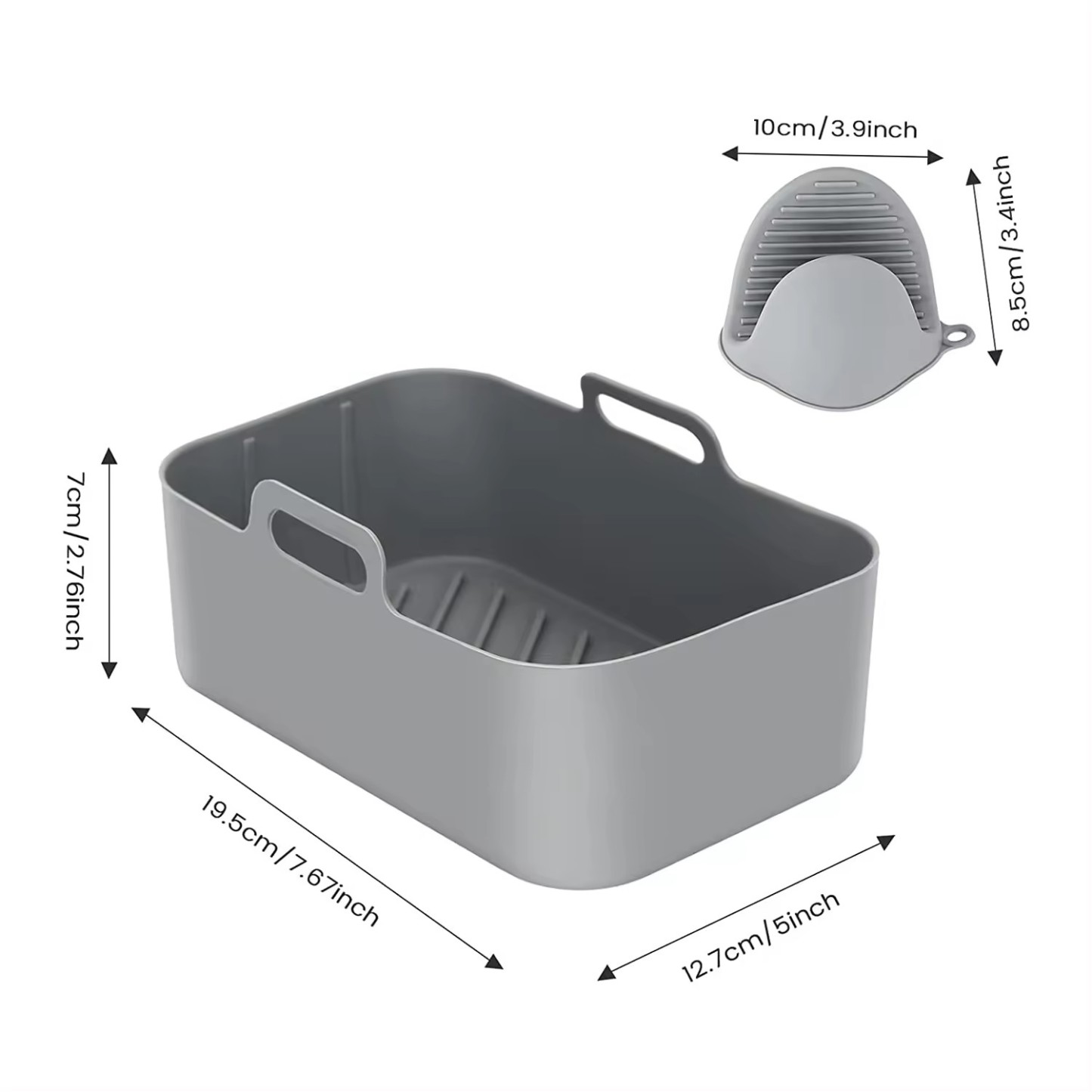 Raybin Rectangle Reusable Food Safe Air Fryer Silicone Pot Basket Liner for Ninja Dual Airfryer