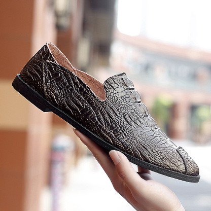 Handmade crocodile leather print loafers