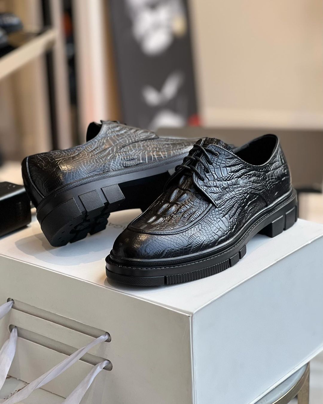 Black Crocodile Leather Shoes