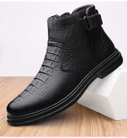Handmade high top crocodile print leather shoes
