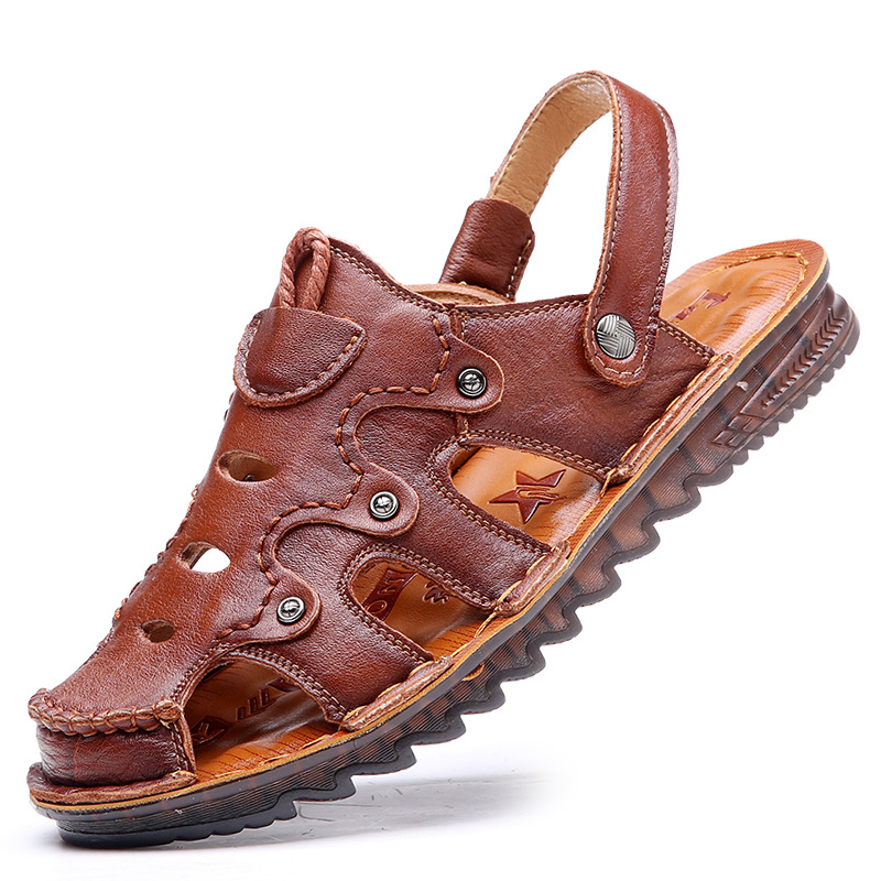 Cowhide wrapped toe sandals