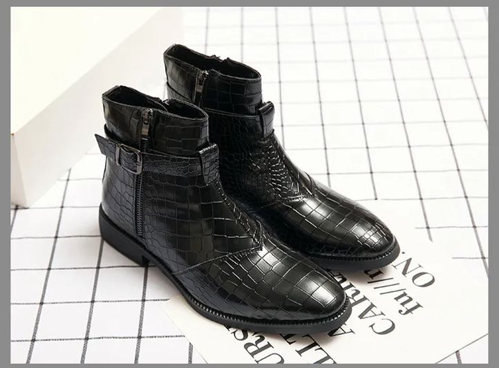 Crocodile Print Leather Boots