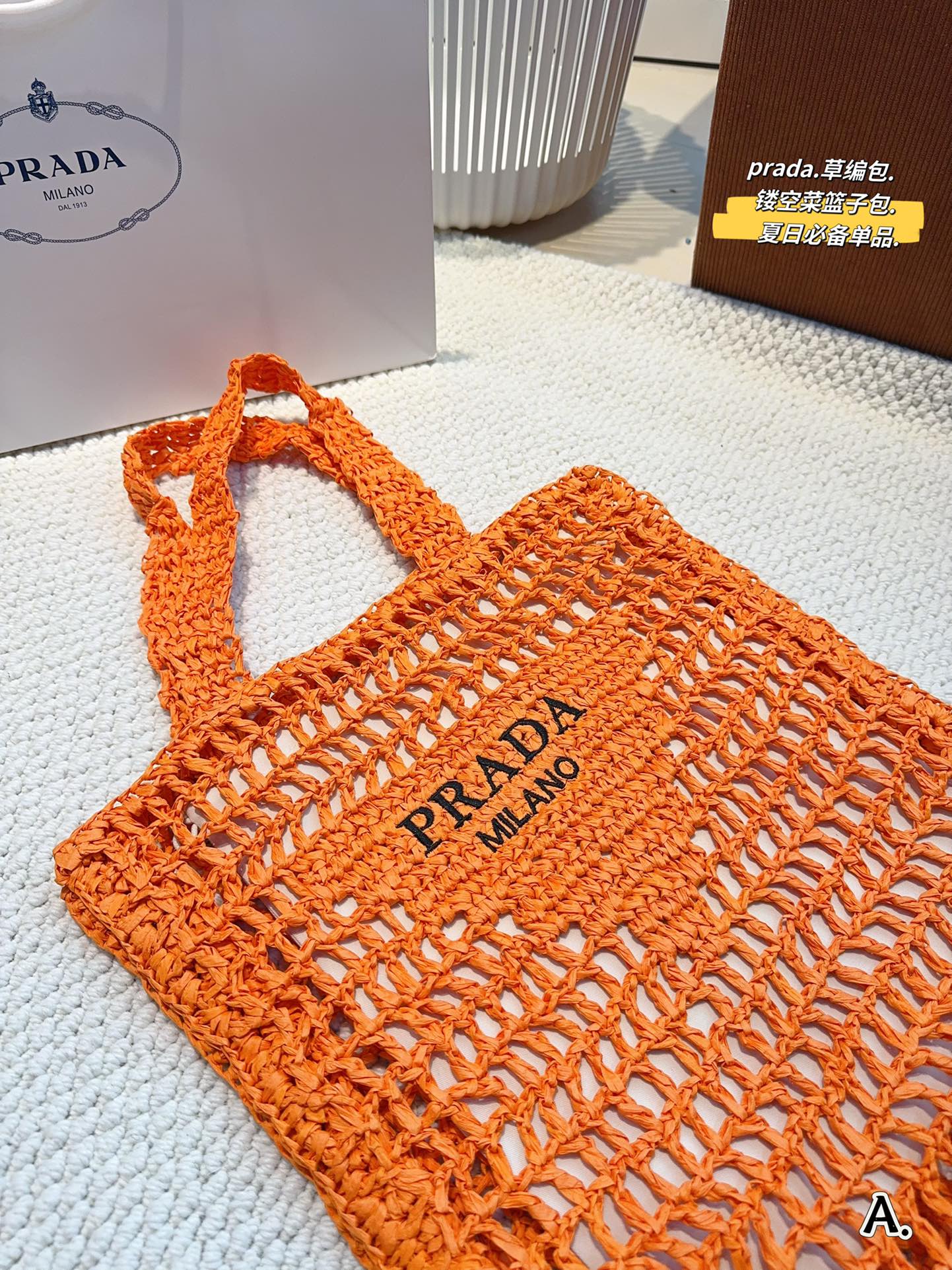 P-A BAG Raffia raffia woven shopping bag
