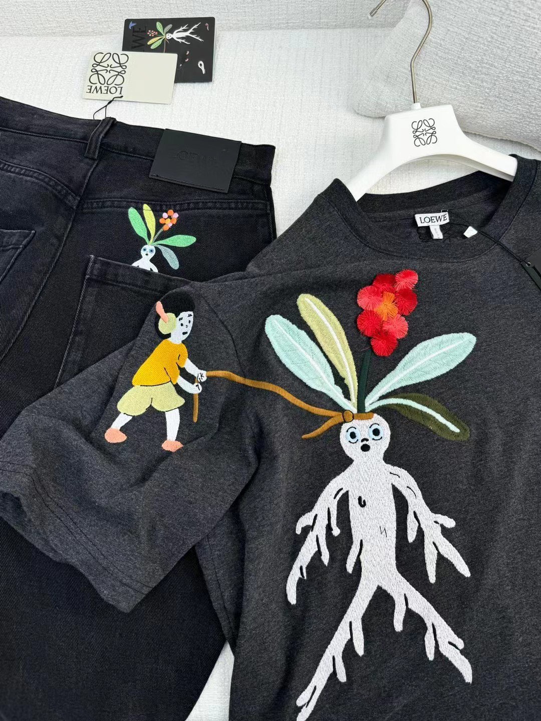 L-E Cotton loose version Mandrake pattern T-shirt