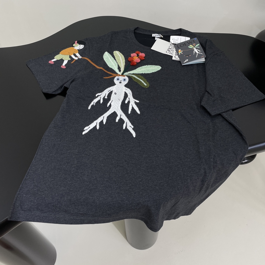 L-E Cotton loose version Mandrake pattern T-shirt