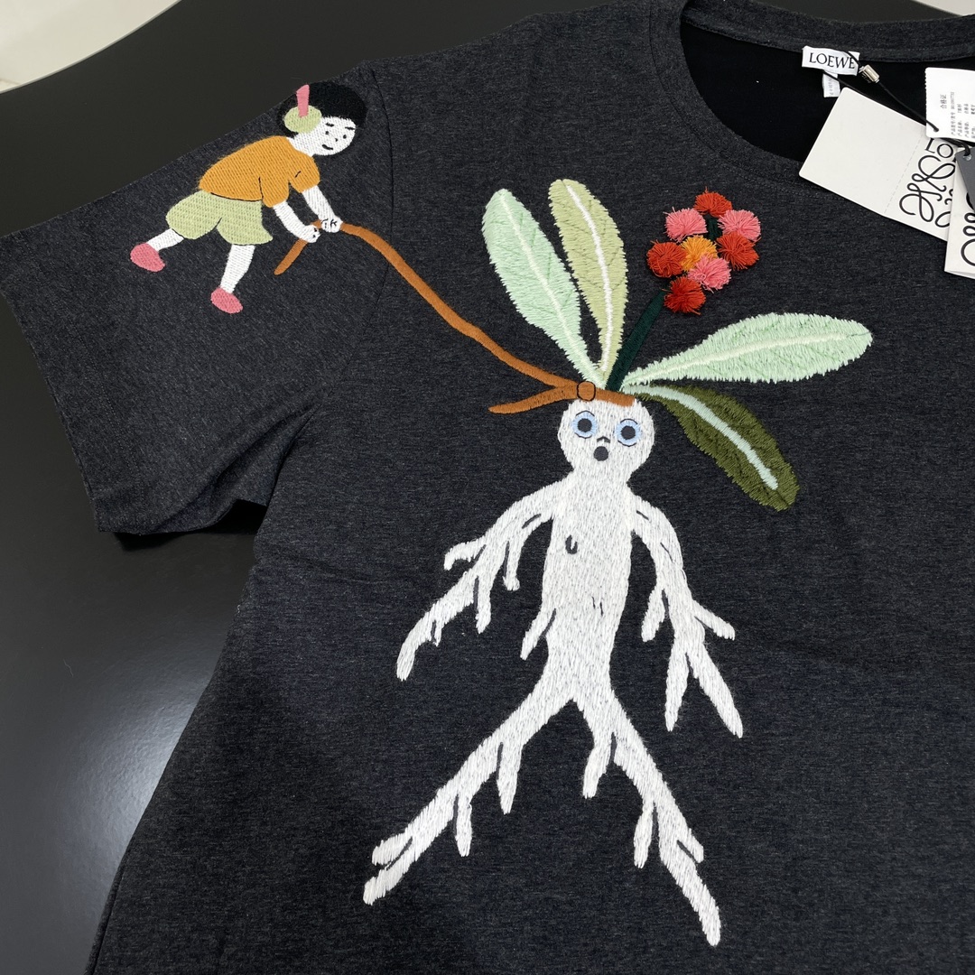 L-E Cotton loose version Mandrake pattern T-shirt