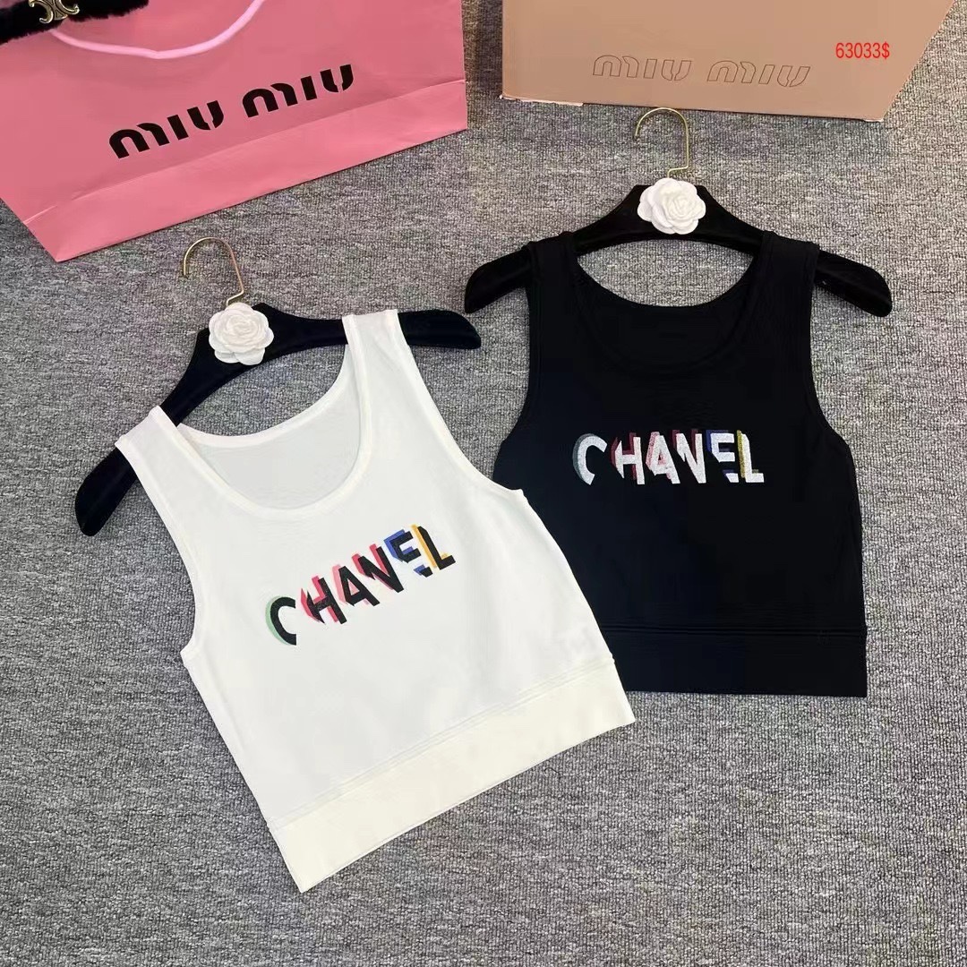 C-L womenswear Printed colored letter vest