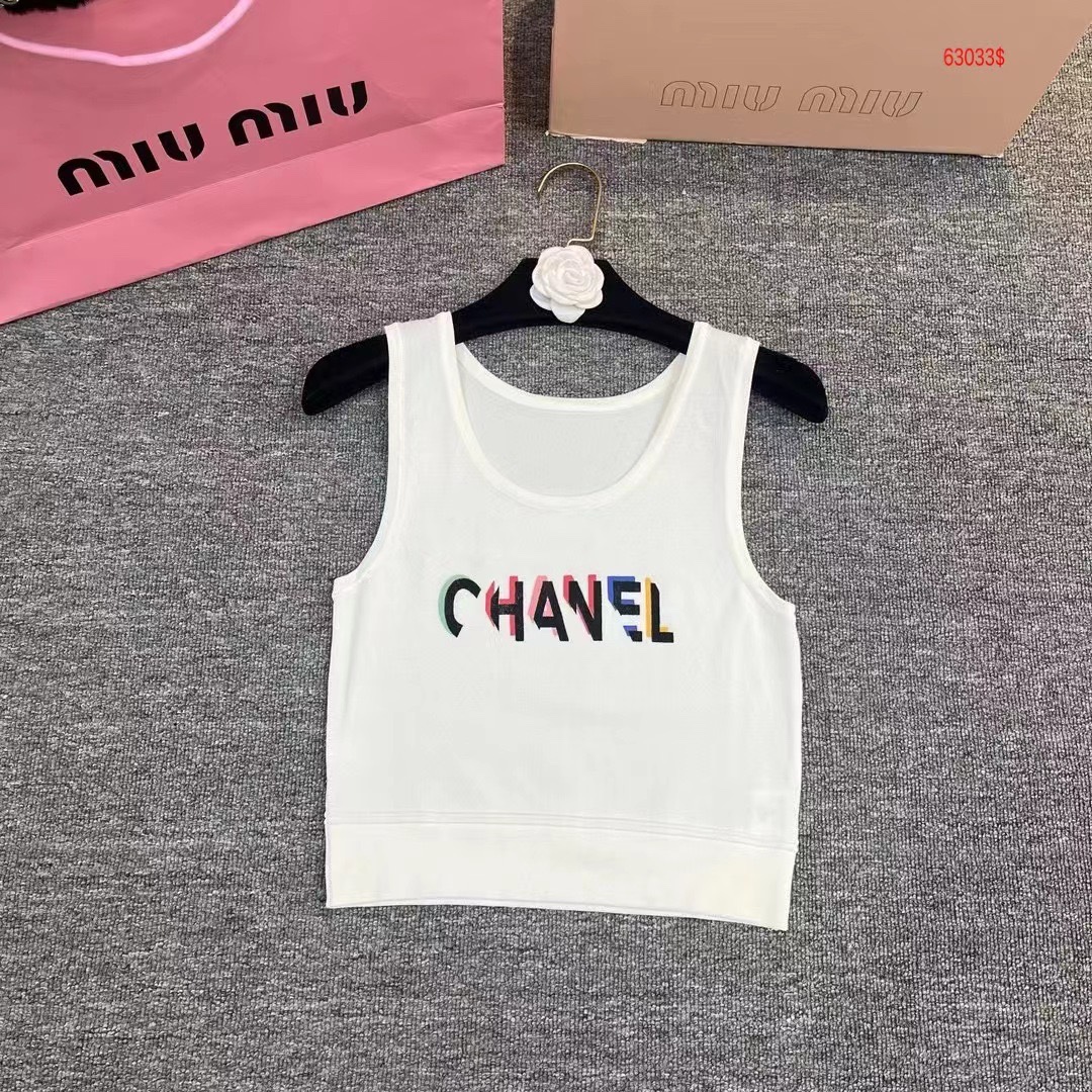 C-L womenswear Printed colored letter vest