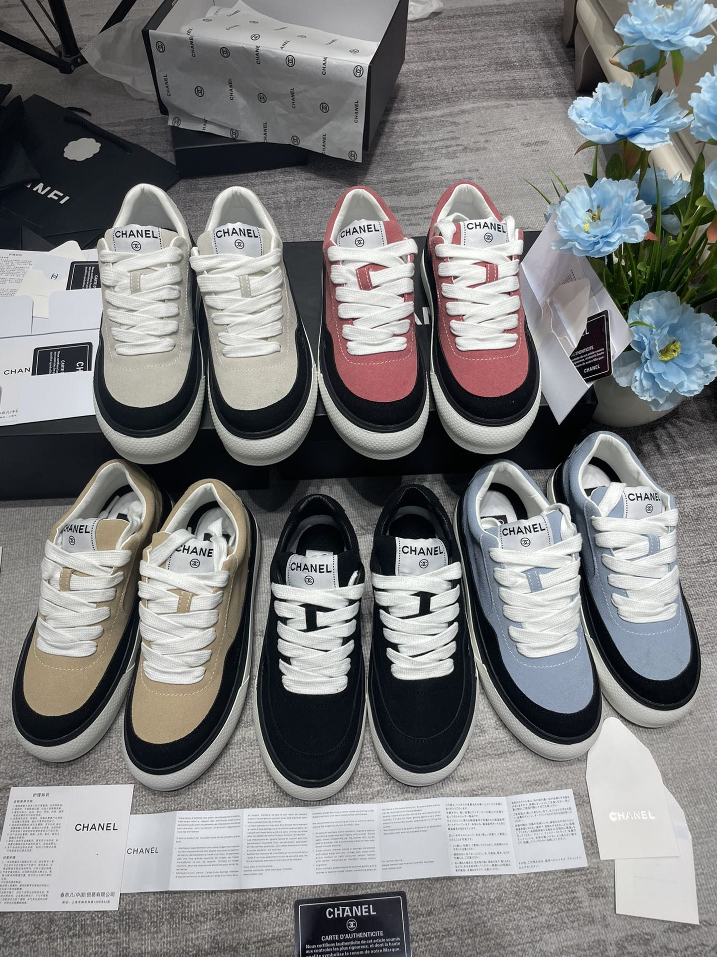C-L Thick-soled color matching sneakers
