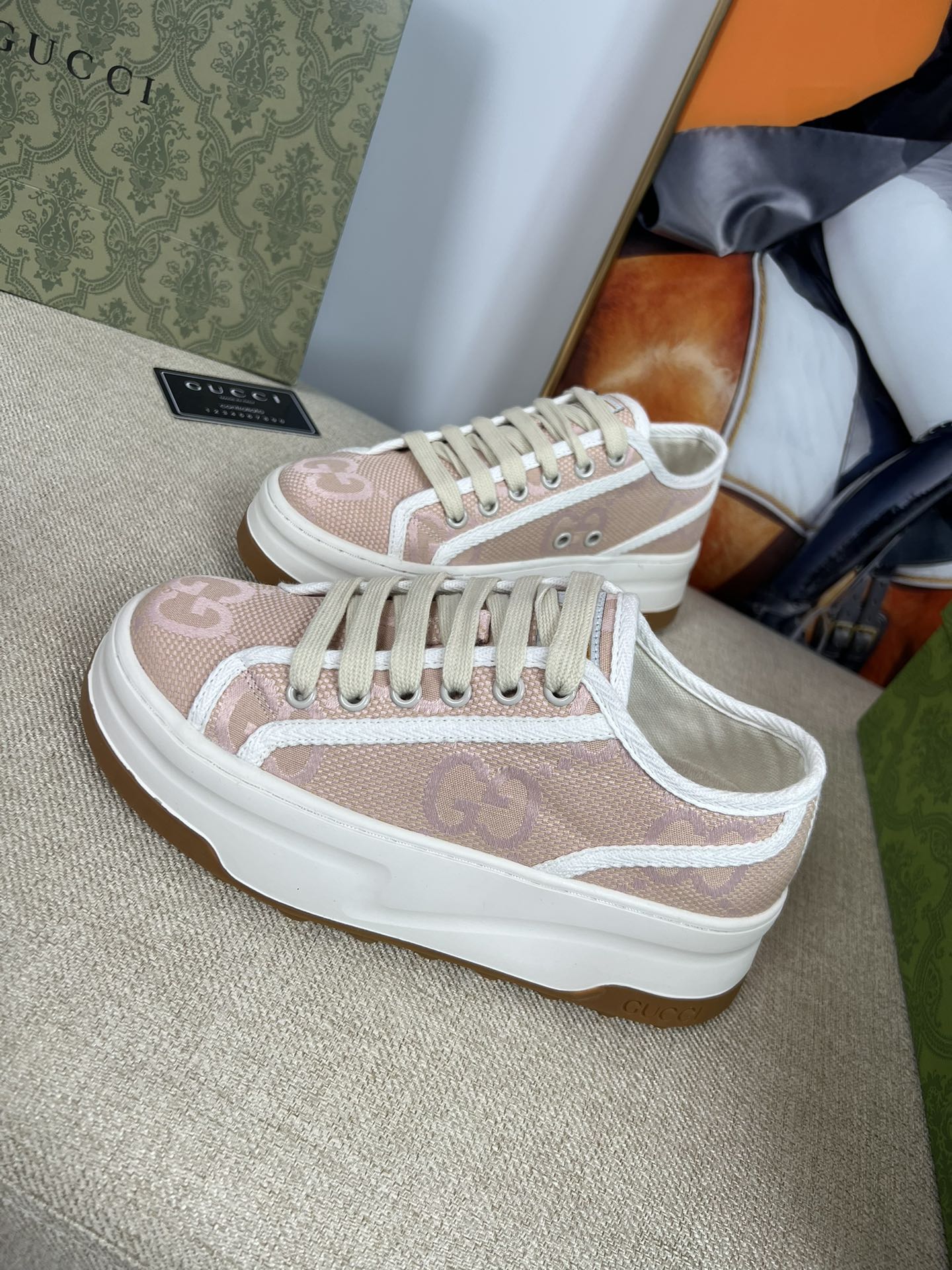 G-G Thick-soled sneakers retro embroidery casual sneakers