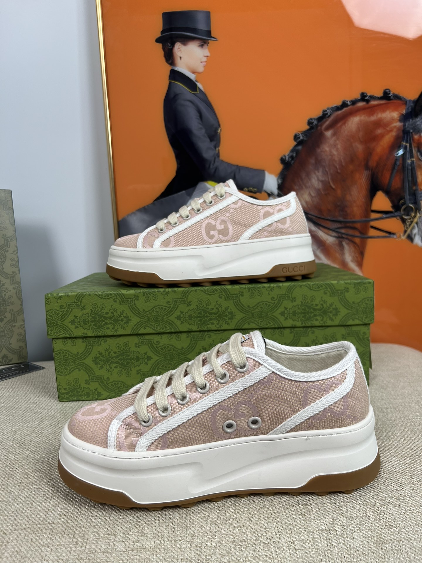 G-G Thick-soled sneakers retro embroidery casual sneakers