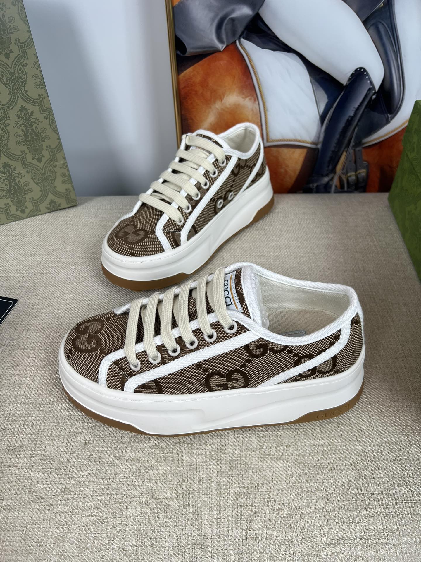 G-G Thick-soled sneakers retro embroidery casual sneakers