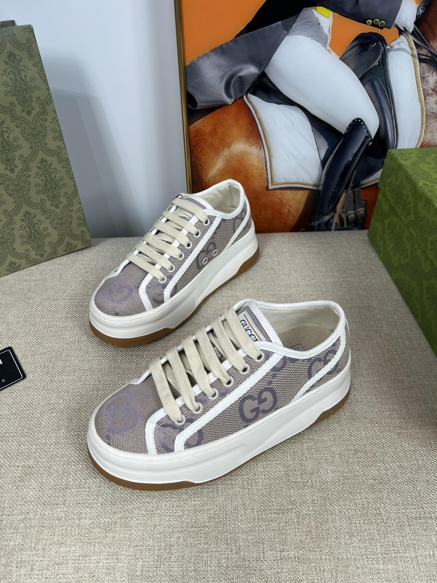 G-G Thick-soled sneakers retro embroidery casual sneakers