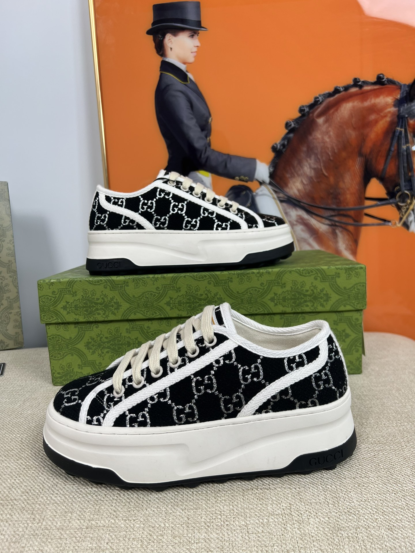 G-G Thick-soled sneakers retro embroidery casual sneakers