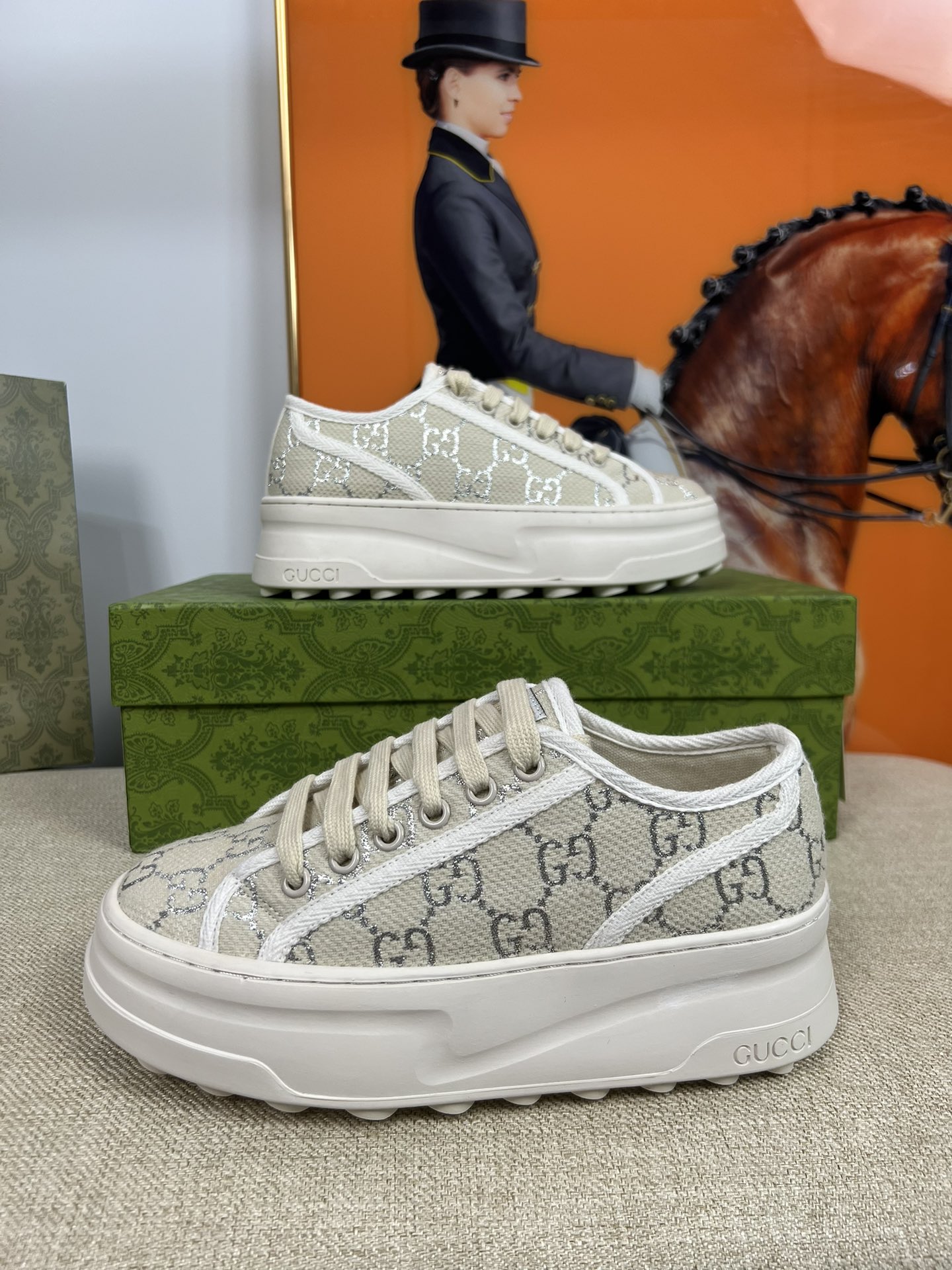 G-G Thick-soled sneakers retro embroidery casual sneakers