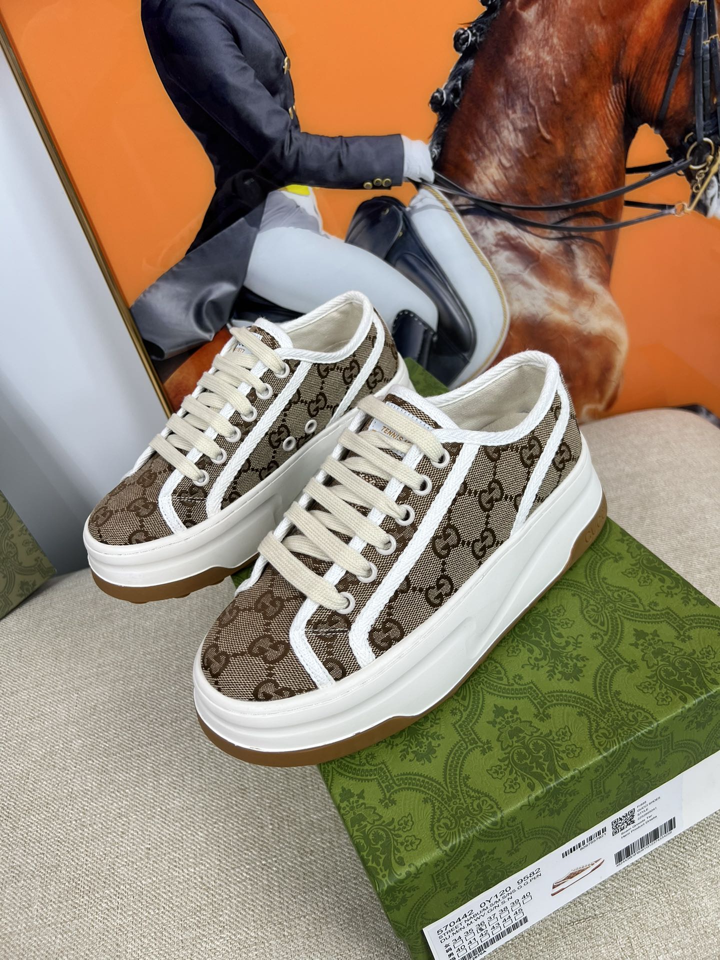G-G Thick-soled sneakers retro embroidery casual sneakers