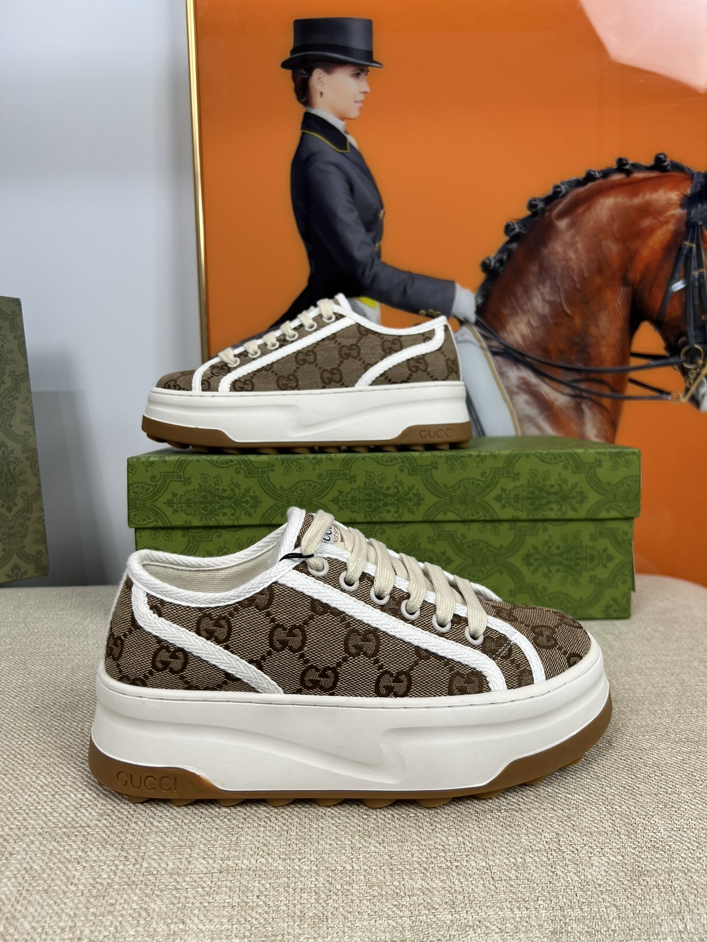 G-G Thick-soled sneakers retro embroidery casual sneakers