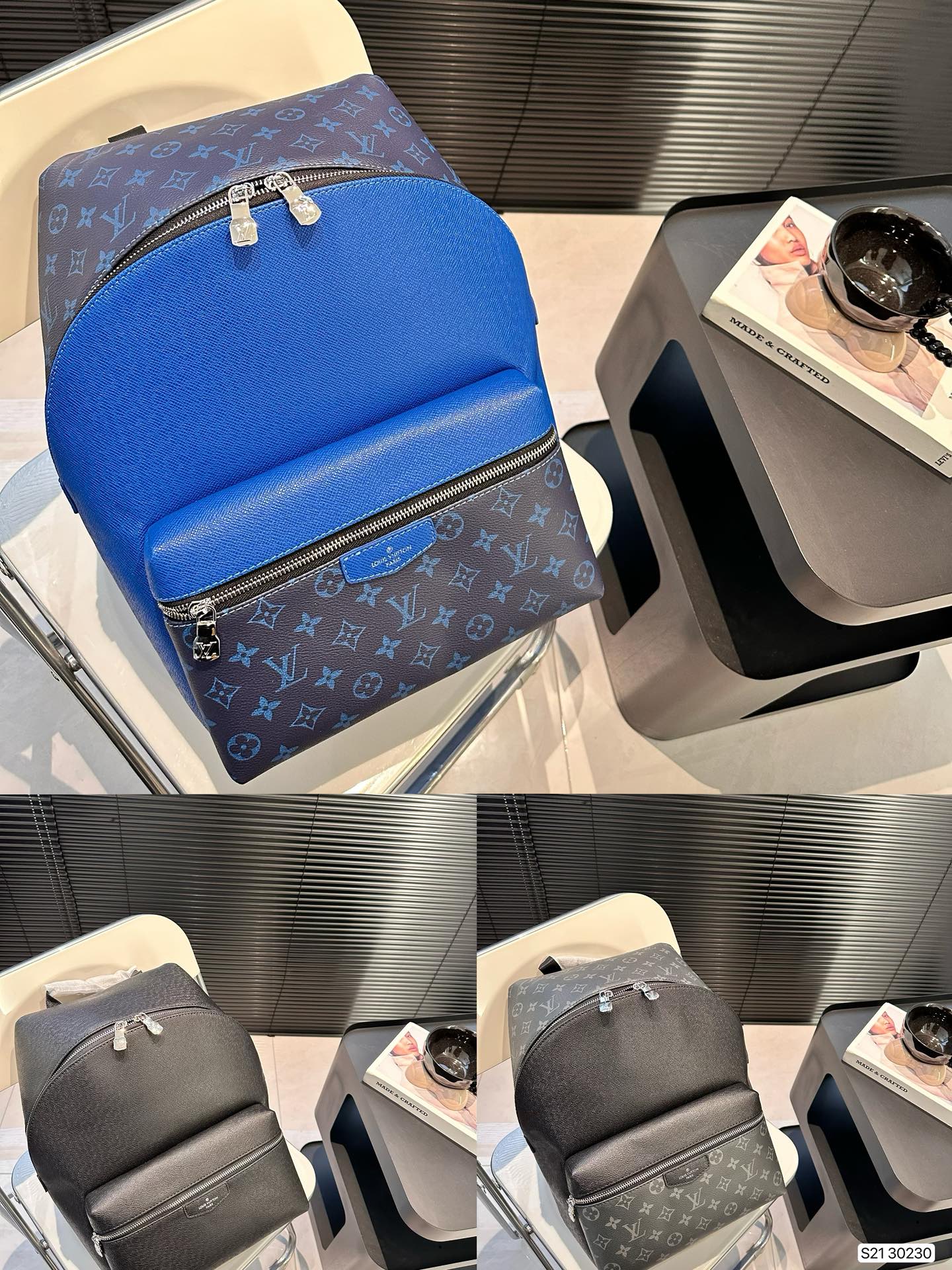 L-V Electroplated hardware with logo backpack
