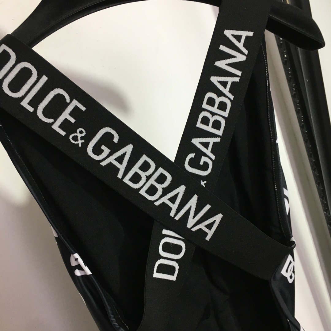 D-G New letter printed cross-backless one-piece swimsuit