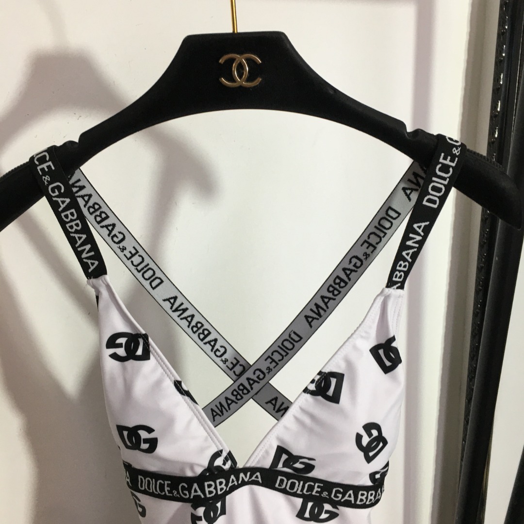 D-G New letter printed cross-backless one-piece swimsuit