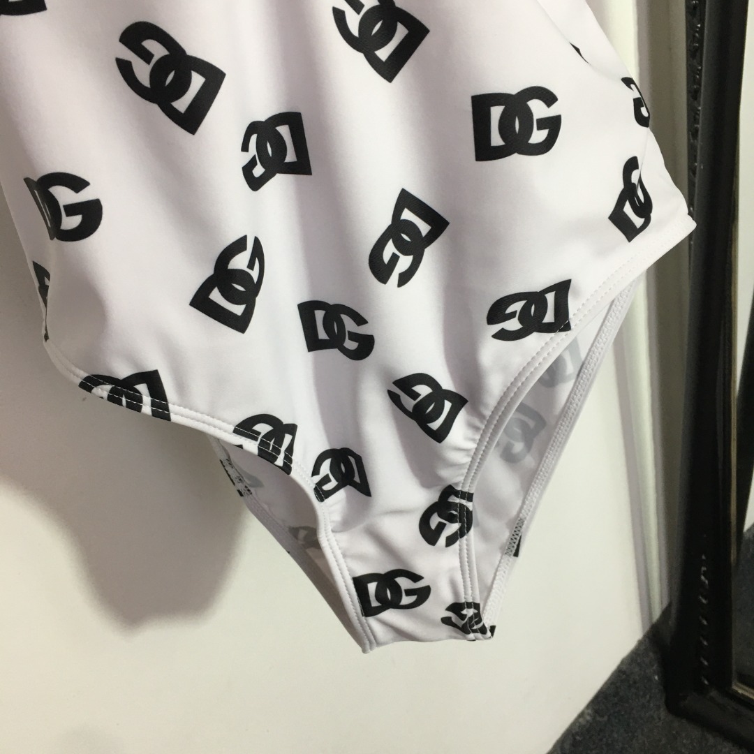 D-G New letter printed cross-backless one-piece swimsuit