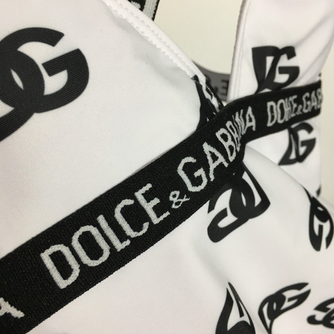D-G New letter printed cross-backless one-piece swimsuit