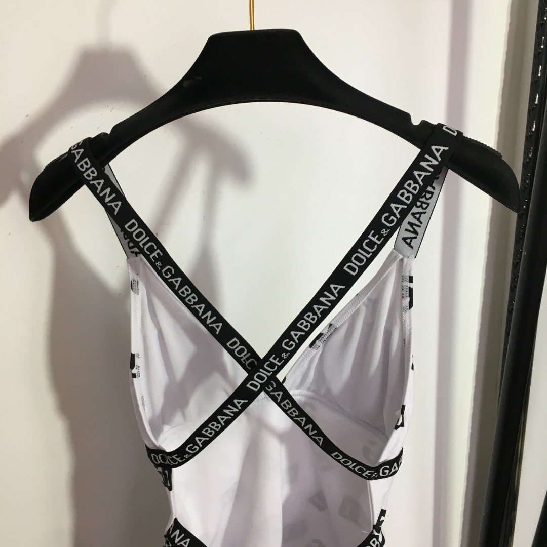 D-G New letter printed cross-backless one-piece swimsuit