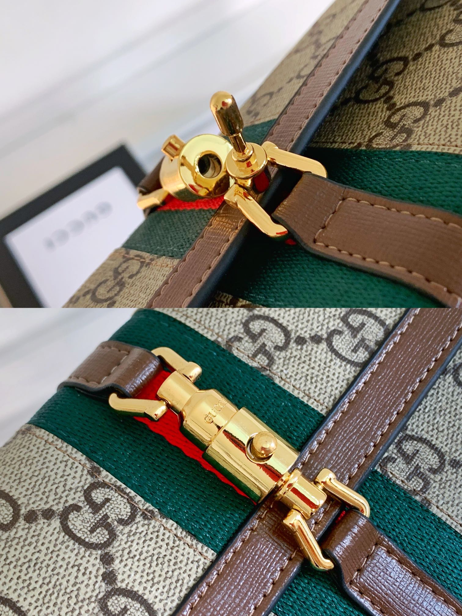 G-G Jackie1961 series chain bag adopts GG Supreme advanced artificial canvas.