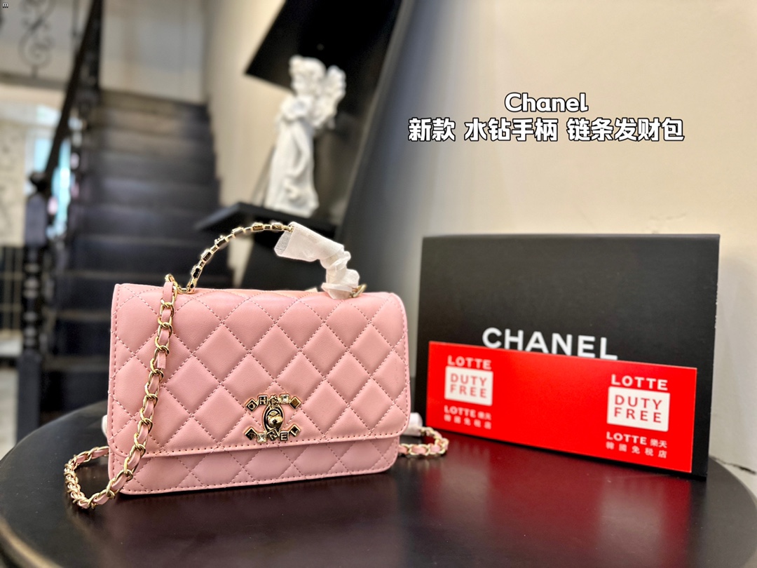 C-L New full diamond handle chain rich bag