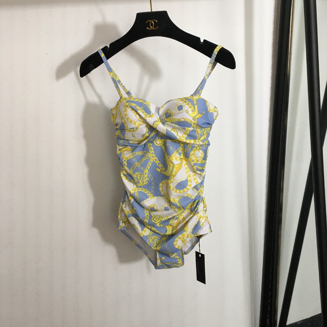 V-NO New chain printing tube top sling one-piece swimsuit