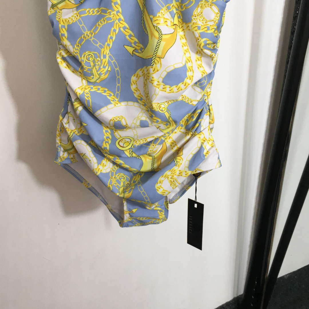 V-NO New chain printing tube top sling one-piece swimsuit