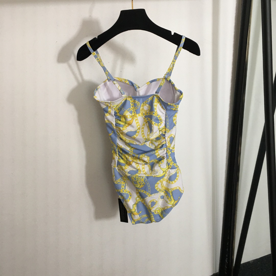 V-NO New chain printing tube top sling one-piece swimsuit