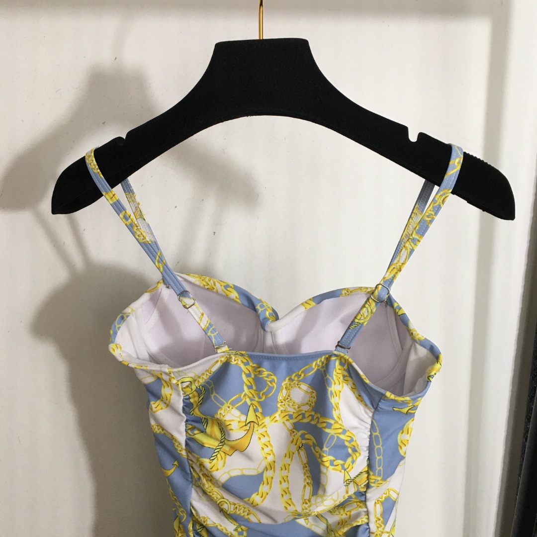 V-NO New chain printing tube top sling one-piece swimsuit