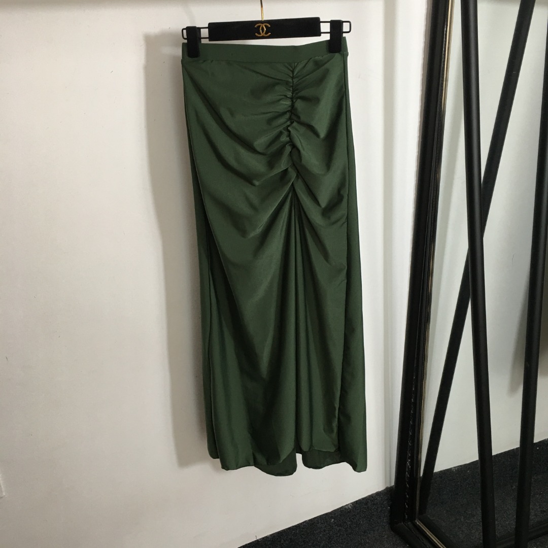 L-E New suit metal buckle color matching sling sexy waist one-piece swimsuit+pleated high waist overskirt